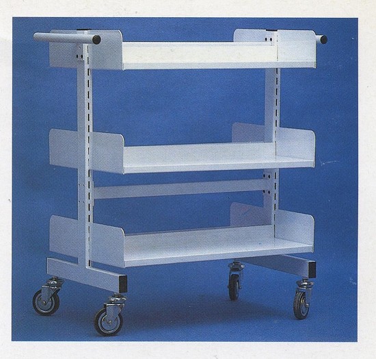 Carrello in metallo bilaterale carrello per trasporto libri | carrelli per biblioteca | carrelli trasporto quotidiani | box libri