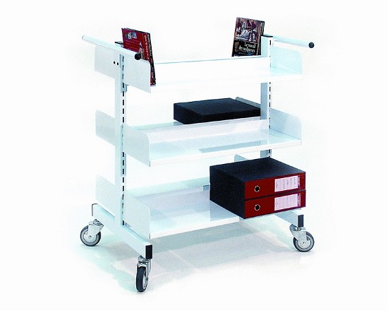 Carrello in metallo bilaterale carrello per trasporto libri | carrelli per biblioteca | carrelli trasporto quotidiani | box libri