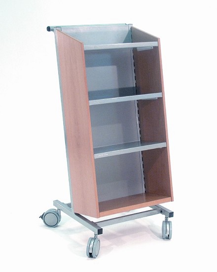 Carrello legno-metallo carrello metallo trasporto libri | box restituzione libri | carrello per faldoni archivio
